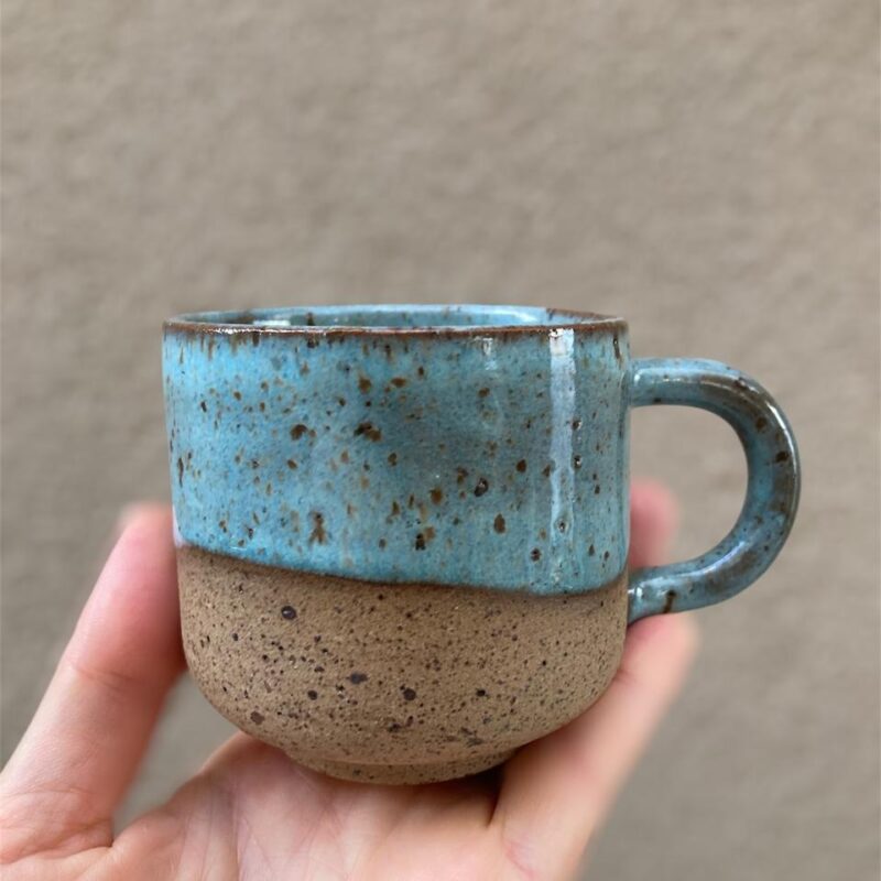 Conjunto porta filtro de cerâmica + caneca azul